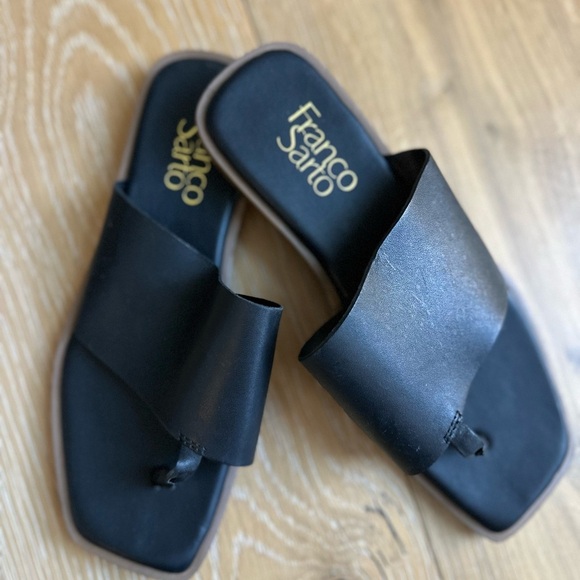Franco Sarto Shoes - Franco Sarto Merci Black Leather Sandals